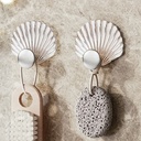 طقم هوك شفاف 3 قطع علي شكل صدفة بلزق دبل فيس لتعليق الاكسسورات والملابس