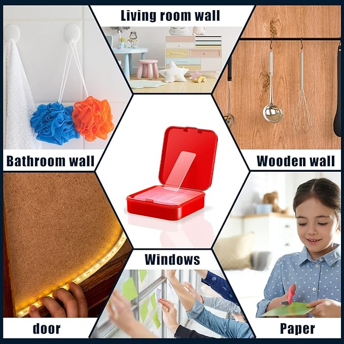 علبة دبل فيس مزدوج شفاف 60 قطعة لتثبيت الاغراض بدون حفر او تخريم