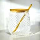 طقم برطمانات زجاج 3 قطع للتوابل مع قاعدة خشب 350 مللي