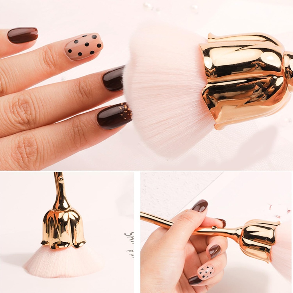 فرشة مكياج ناعمة ولطيفة علي البشرة شكل وردة مجسم