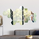 طقم مرايات استيكر 12 قطعة سداسية الشكل لتجديد ديكور المنزل