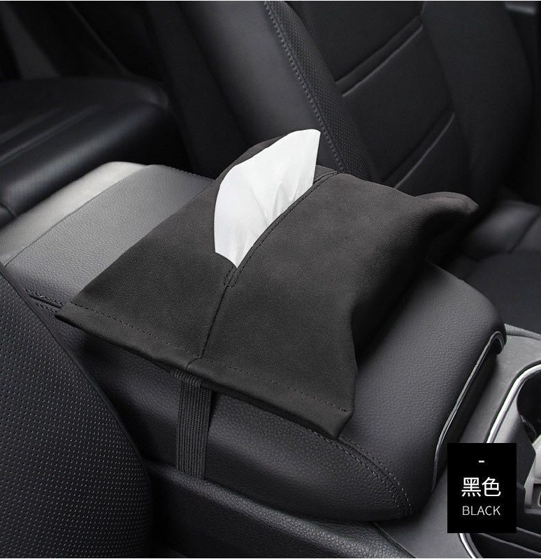 علبة مناديل قطيفة بحزام تركب علي كرسي او مسند السيارة
