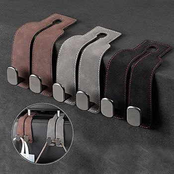 خطاف جلد مزودح لمسند كرسي السيارة لحمل الحقائب والموبايل