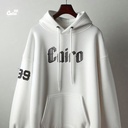 Cairo هودي اوفر سايز قطن للرجال باللون الابيض