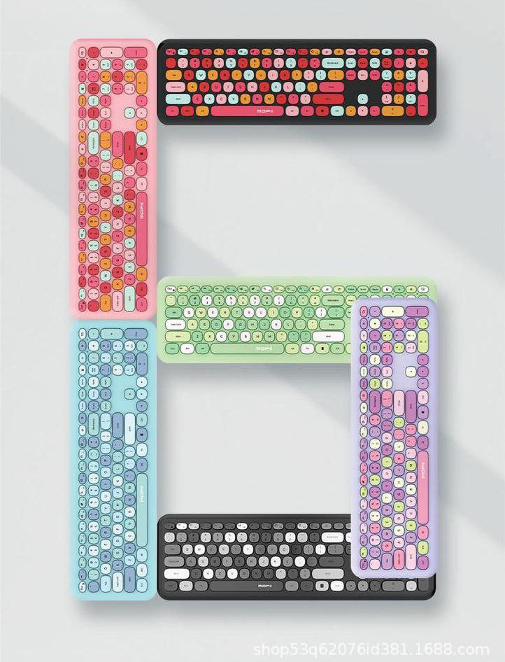 كيبورد لاسلكي بمفاتيح دائرية ملونة لاجهزة الكمبيوتر الشخصية والمحمولة واجهزة ماك
