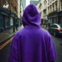 Cairo99 Needlework هودي اوفر سايز قطن للرجال باللون الموف