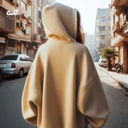 هودي "كايرو" اوفر سايز قطن للنساء باللون البيج