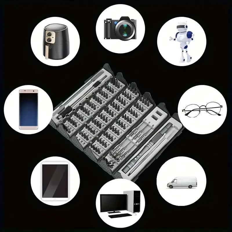 صندوق رؤوس مفكات متنوعة مضغوط غير قابل للميل  للورش واعمال الصيانة – 128 قطعة