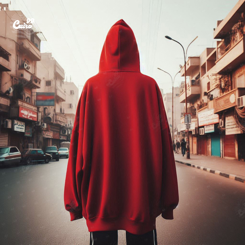 هودي "كايرو" اوفر سايز قطن للنساء باللون الاحمر