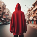 هودي "كايرو" اوفر سايز قطن للنساء باللون الاحمر