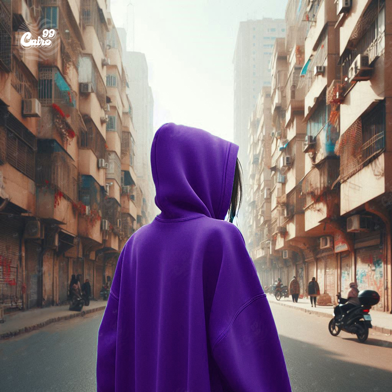 هودي "القاهرة" اوفر سايز قطن للنساء باللون الموف