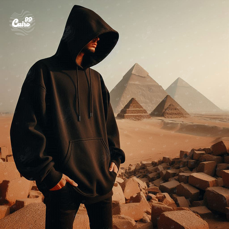 Eye Of Horus هودي اوفر سايز قطن للرجال باللون الاسود