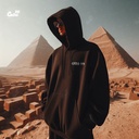 Pharaonic هودي اوفر سايز قطن باللون الأسود