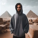 Pharaonic Scarab هودي اوفر سايز قطن باللون الرمادي