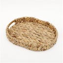 طقم باسكت بيضاوي 3 قطع بمقاسات مختلفة لحمل وتنظيم ادوات العناية بالبشرة والشعر وقطع الديكور بيد من الخوص