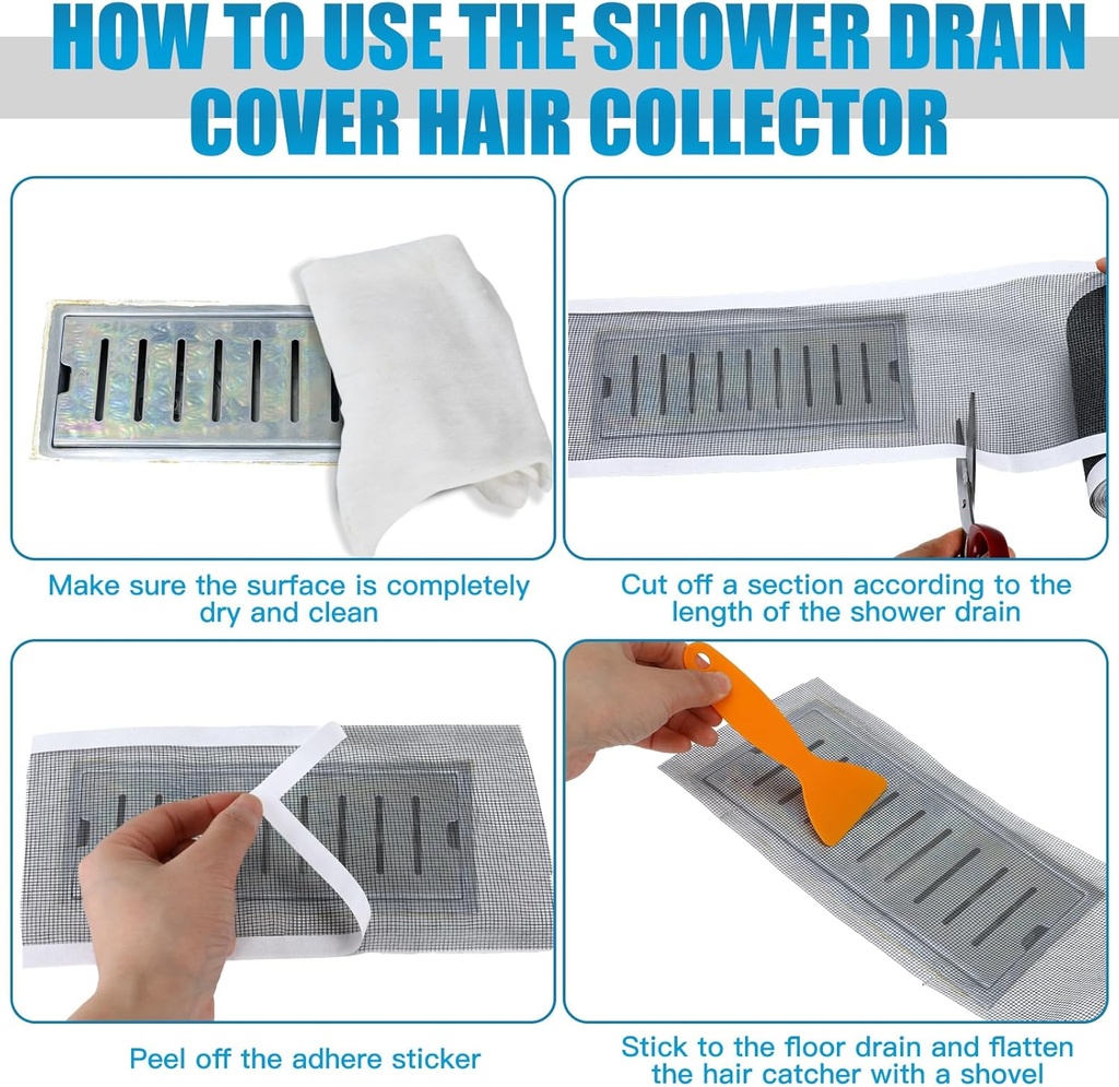 شريط شبكي لمنع انسداد البلاعات والبانيو والاحواض ذاتي اللصق وقابل للقص حسب الحاجه