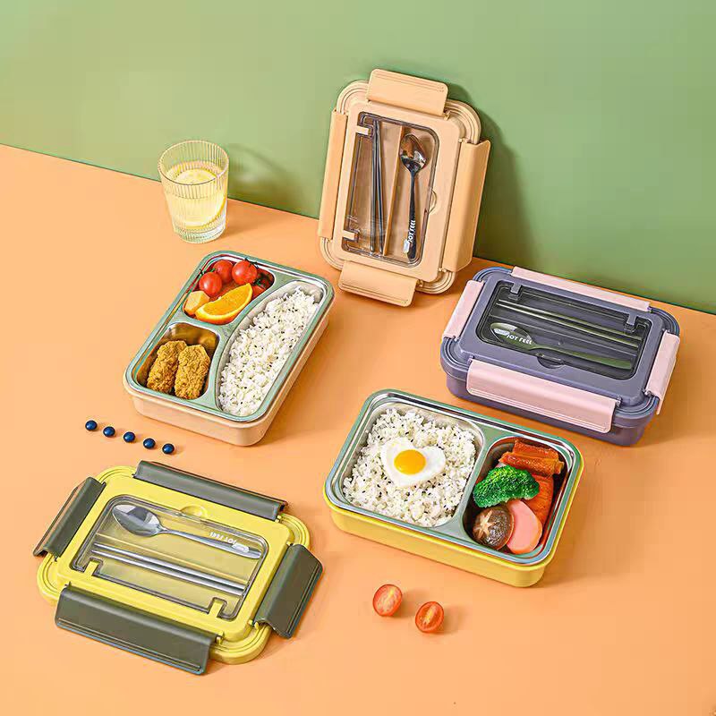 لانش بوكس مقسم الي  5 خانات بغطاء محكم وحامل الموبايل للمشاهدة الافلام أثناء الطعام