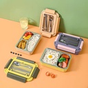 لانش بوكس مقسم الي  5 خانات بغطاء محكم وحامل الموبايل للمشاهدة الافلام أثناء الطعام