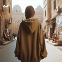 هودي "كايرو" اوفر سايز قطن للنساء باللون البني