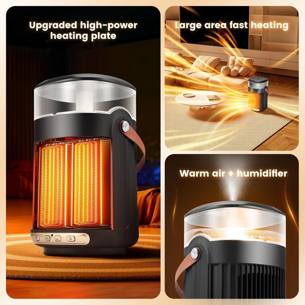 دفاية مكتب كهربائية دوارة 90 درجة مع مرطب جو بالبخار - 800 واط