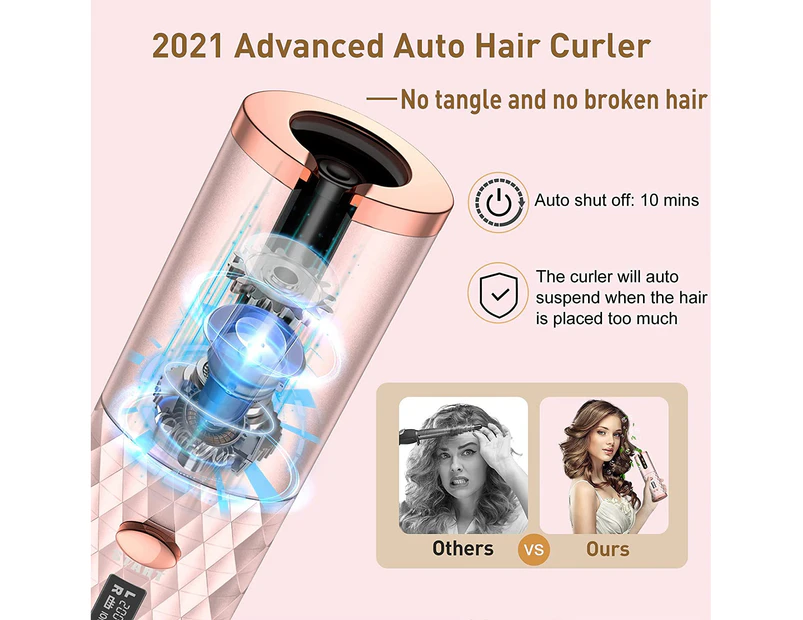 مكواة لاسلكية دوارة لعمل الشعر الكيرلي باحترافية ب 6 درجات حرارة تصل الي 200 درجة