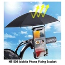 حامل موبايل للدراجات النارية مزود بشمسية ميني للحماية من الشمس والمطر