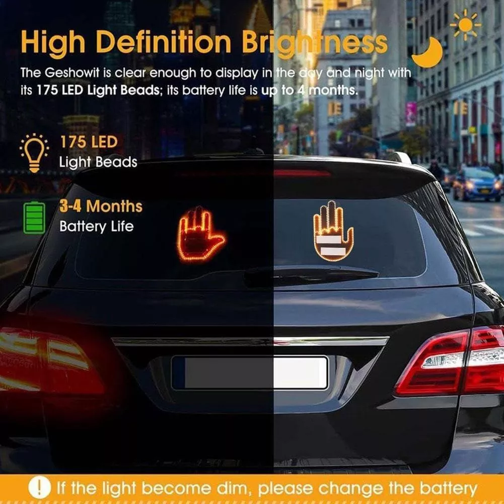 اشارة ليد ملونة شكل كف ب 3 اوضاع مختلفة مع ريموت للتحكم عن بعد لتزين السيارة