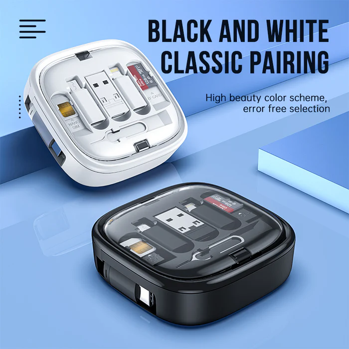 منظم كابل شحن  قابل للسحب 8* 1 لشحن ونقل البيانات