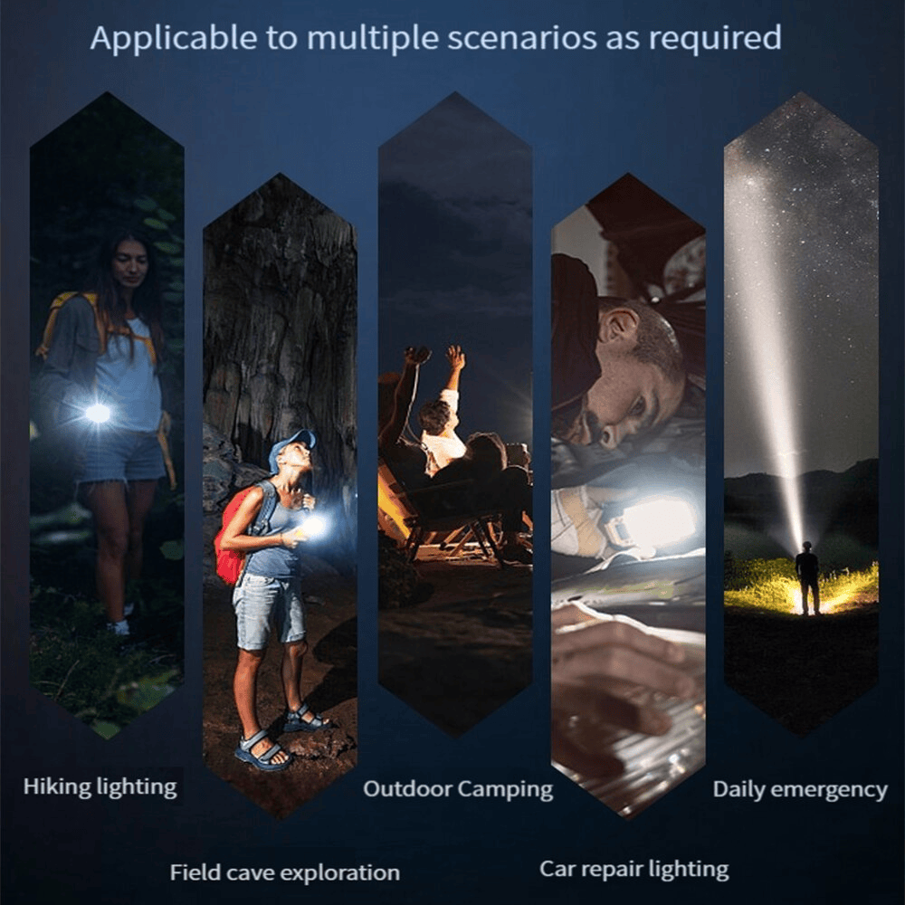 كشاف ليد يدوي للرؤية الليلية قابل التعديل بخاصية الزوم قابل لاعادة الشحن بيو اس بي