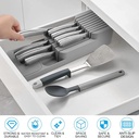 حامل ومنظم سكاكين من البلاستيك 9 خانات للادراج ورخامة المطبخ