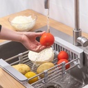 صفاية حوض ومجفف اطباق ستانليس ستيل قابلة للسحب والفرد