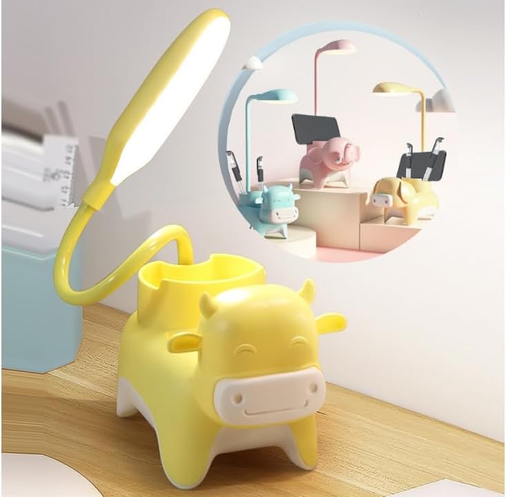 وناسة مكتب شكل بقرة باضاءة صفراء 3 مستويات قابل للشحن