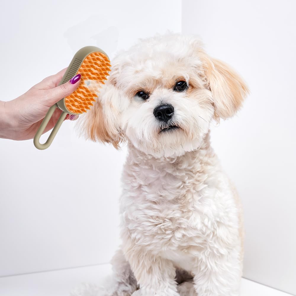 فرشاه شعر للقطط والحيوانات الاليفة ذاتية التنظيف مع بخار للتدليك - قابلة للشحن