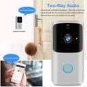 جرس باب لاسلكي بكاميرا يعمل بالواي فاي مع صوت ثنائي الاتجاه لامان المنزل