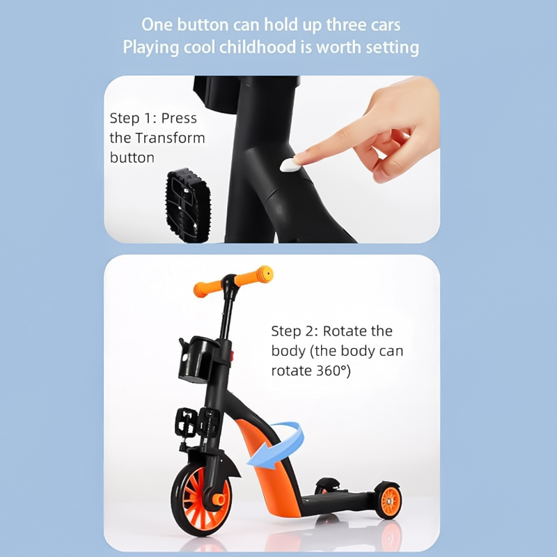 سكوتر أطفال وعجلة  2 في 1  ب ثلاثة عجلات قابلة للتعديل