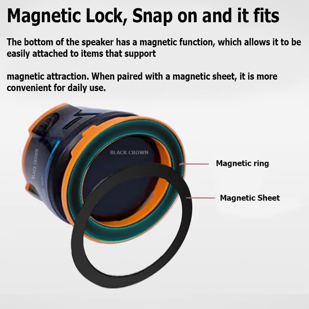 اسبيكر لاسلكي مغناطيسي ميني مع اضاءة ار جي بي قابل للشحن بقوة 5 فولت