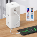 بقوة 2500 واط USB ومنفذ Type_C مشترك كهربائي ب 4 منافذ للفيش و منفذين