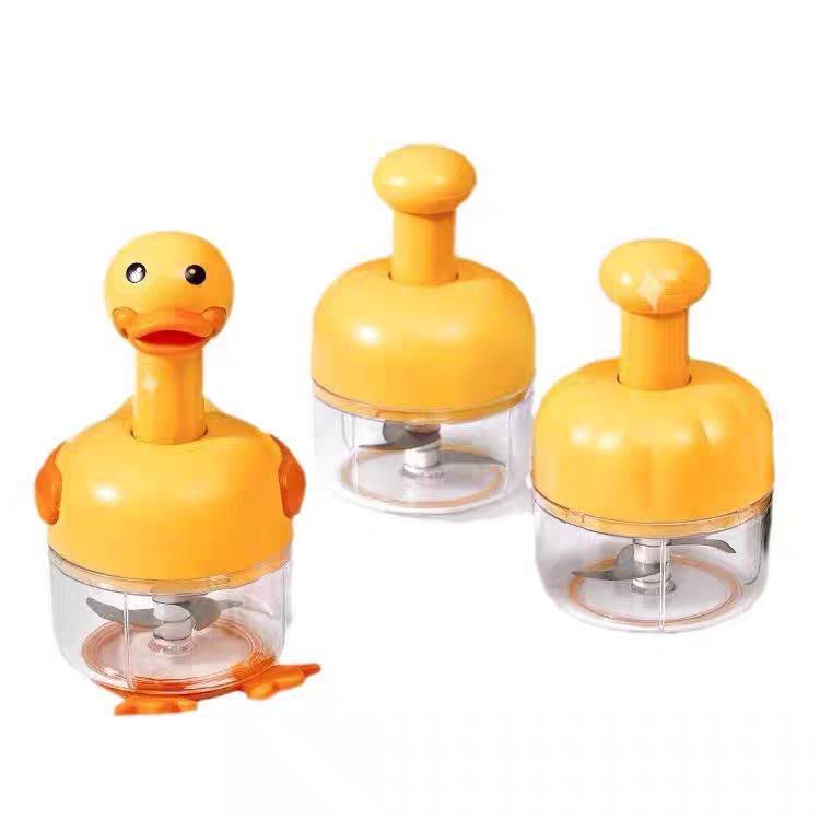 قطاعة ومفرمة يدوية للتوم والبصل والخضروات بشفرات ستاليس من الداخل  شكل بطة