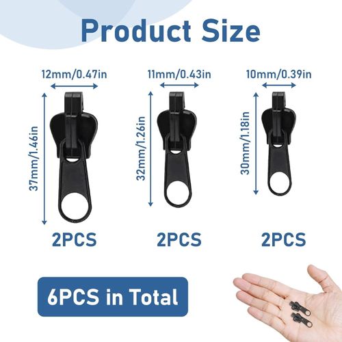 طقم سوست 6 قطع ب 3 احجام مختلفة للجواكت والشنط