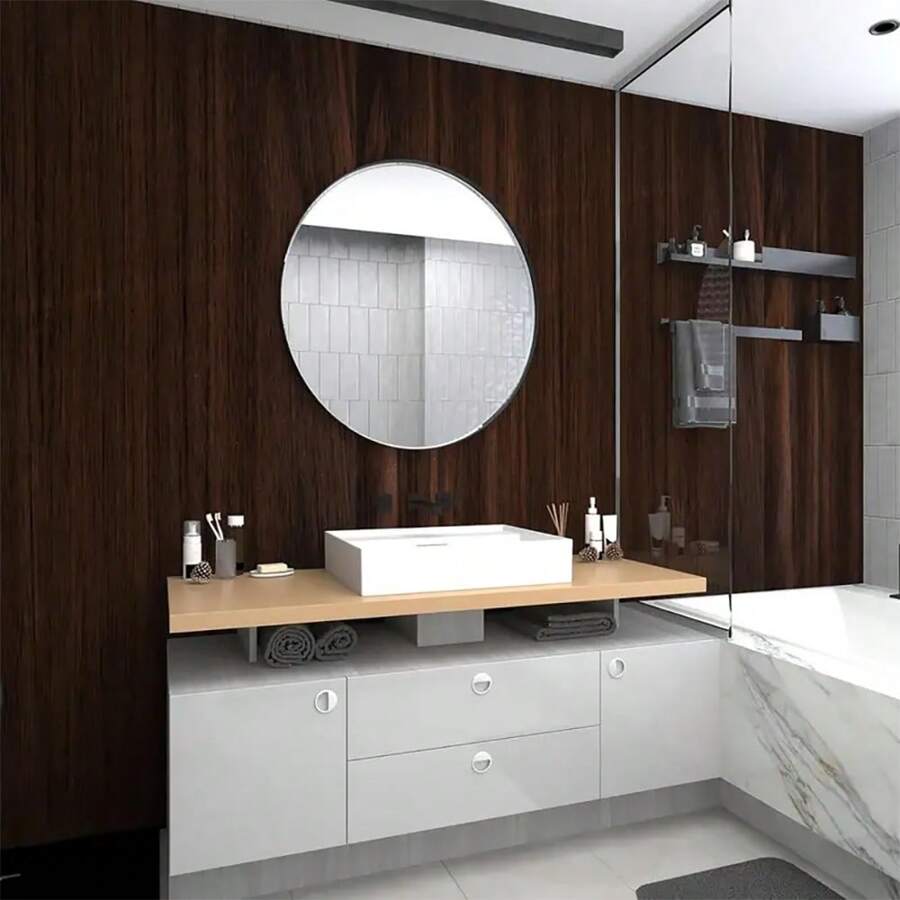 رول استيكر لاصق بتصميم خشبي مقاس 45 × 200 سم لتجديد وتزيين أسطح المطبخ والتربيزات