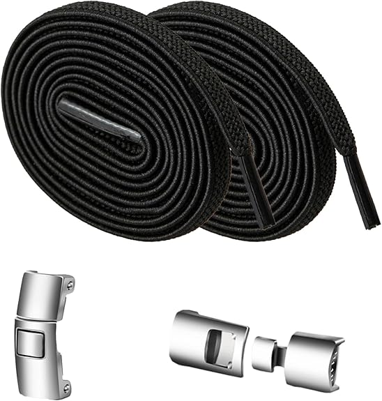 رباط حذاء مرن بقفل لضمان عدم الفك للاحذية الرسمية والرياضية بالوان مختلفة للكبار والاطفال