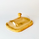 علبة زبدة خشب بغطاء اكليريك لحفظ وتقديم الزبدة علي السفرة