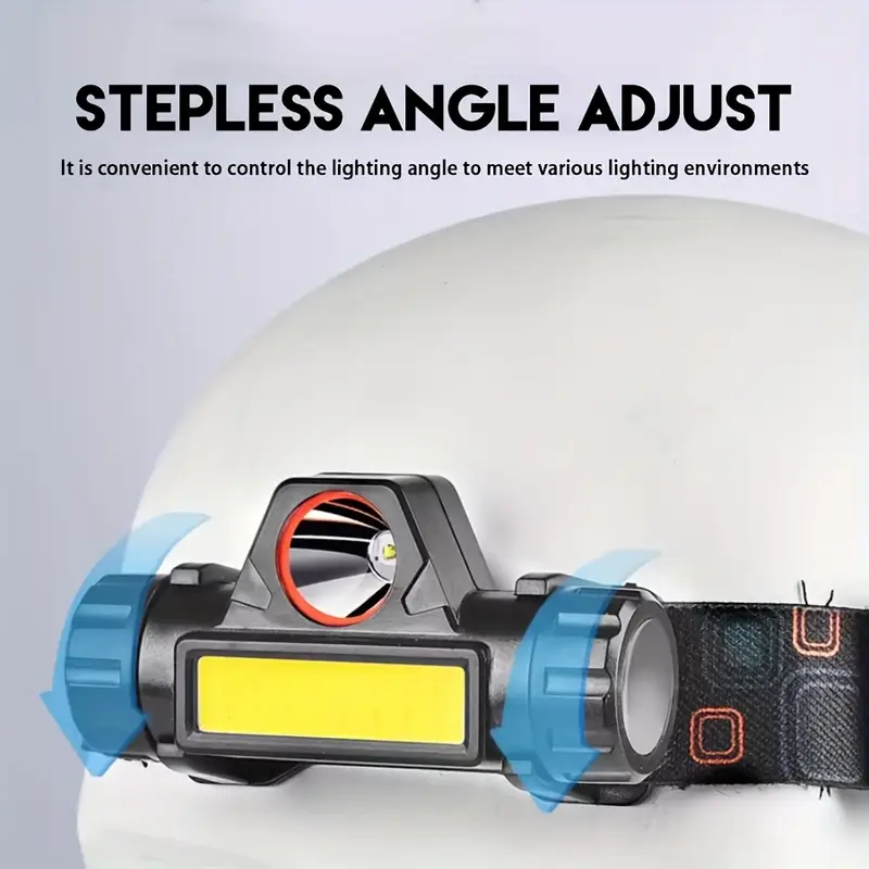 كشاف رأس مغناطيسي ب 2 اضاءه مختلفة مع حزام قابل للتعاديل _يو اس بي للشحن