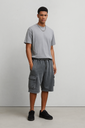 شورت اوفر سايز قطن باللون الرمادي للرجال