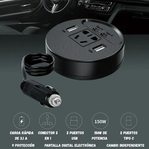 شاحن سيارة ب 5 نوافذ لجميع الاجهزة _ 150 واط