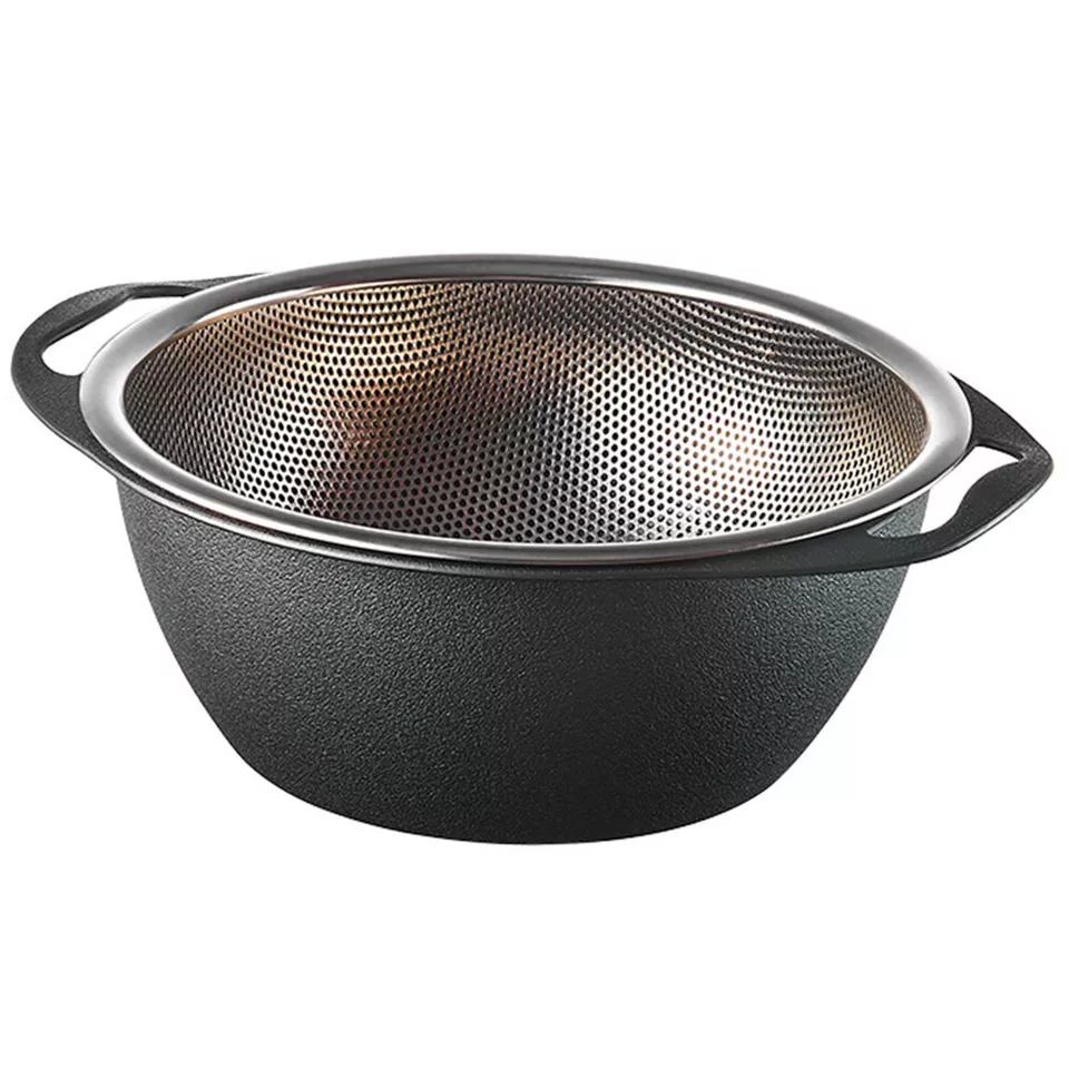 طبق بلاستيك بمصفاه ستاليس ستيل باللون الرمادي -24 *10سم