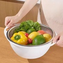 طبق بلاستيك بمصفاه ستاليس ستيل باللون الابيض-24 *10سم