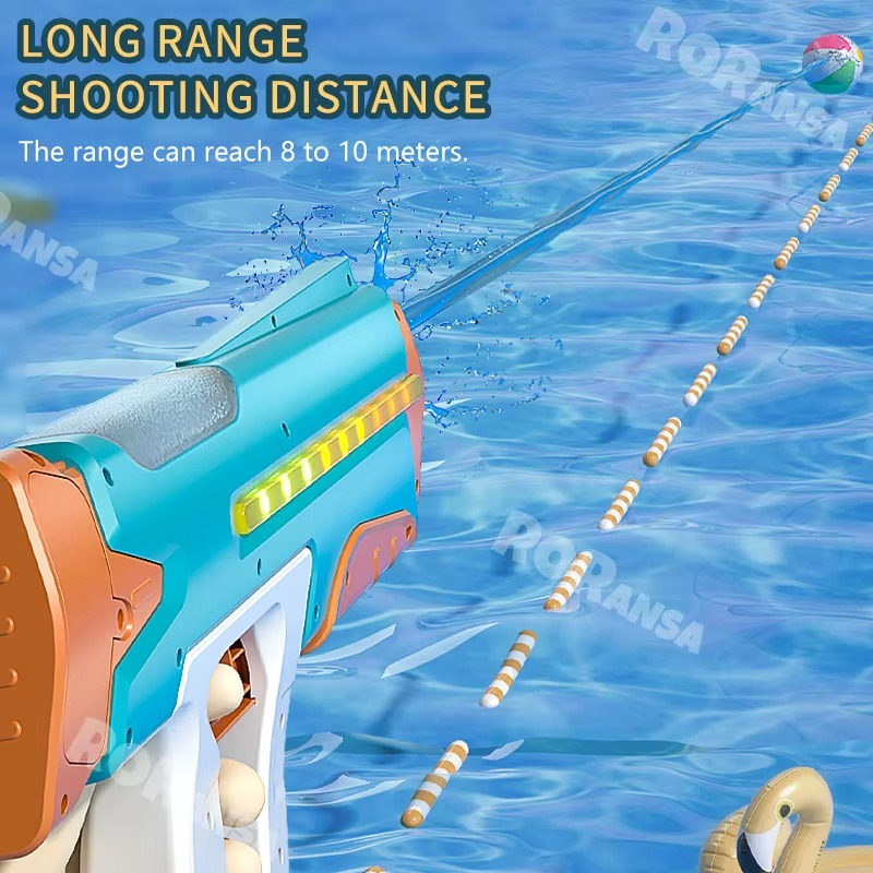 مسدس مياه باضاءه ليد ملونه مزود بخاصية الشفط التلقائي يعمل بالبطارية