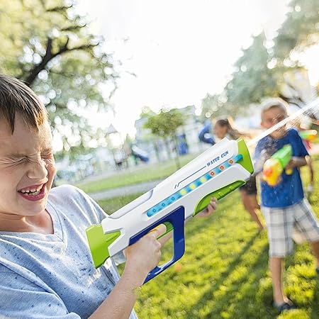 مسدس مياه باضاءه ليد ملونه مزود بخاصية الشفط التلقائي يعمل بالبطارية