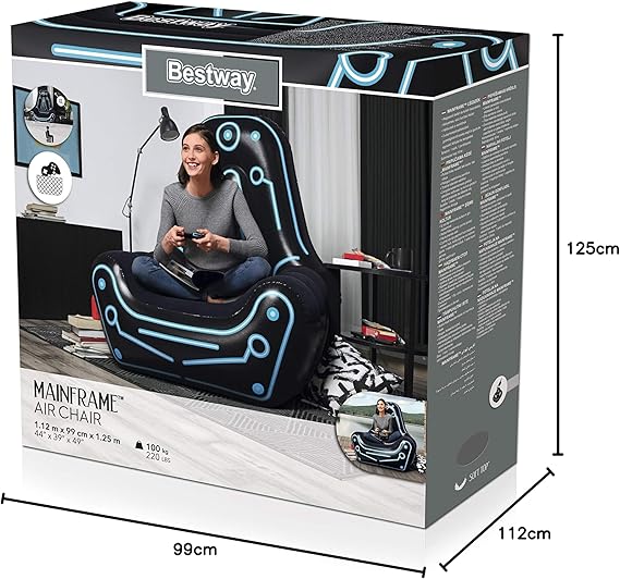 كرسي جيمينج قابل للنفخ مع ذراعين جانبية مناسب للالعاب او الاسترخاء